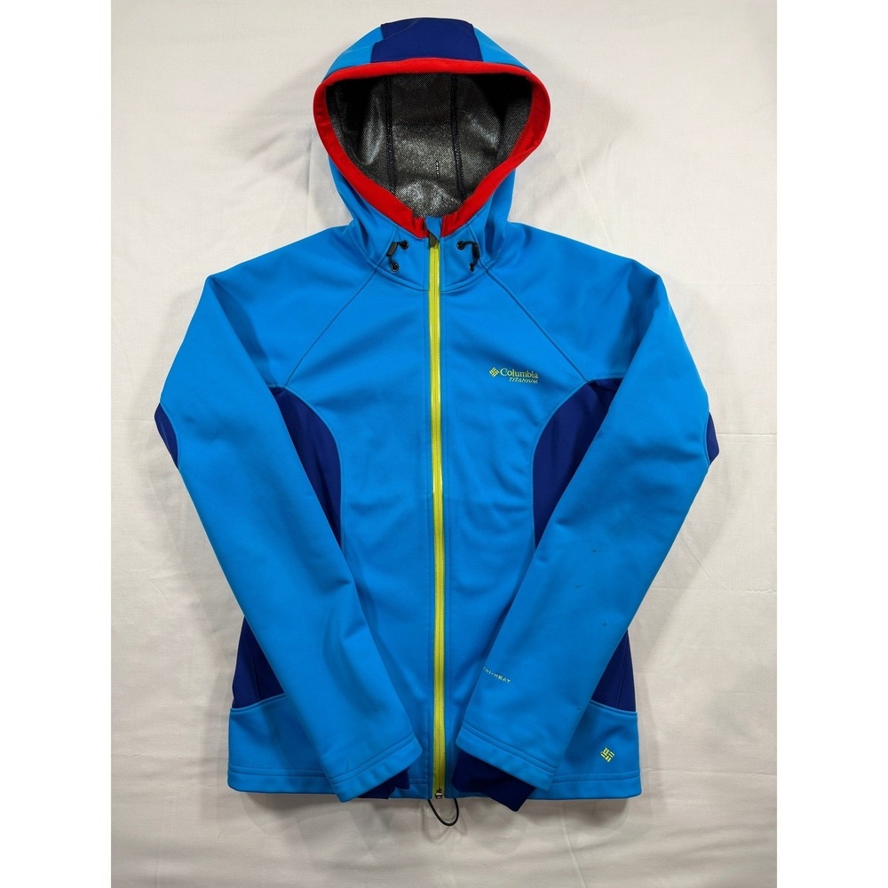 Columbia Titanium Omni-Heat Softshell Jacket Blue Hooded Womens Medium